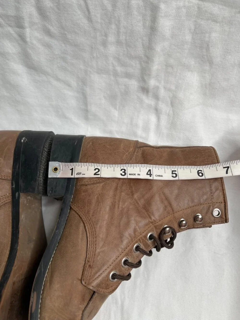 Justin Brown Leather Lace-Up Western Boots Fringe Detail Size 4 D Youth